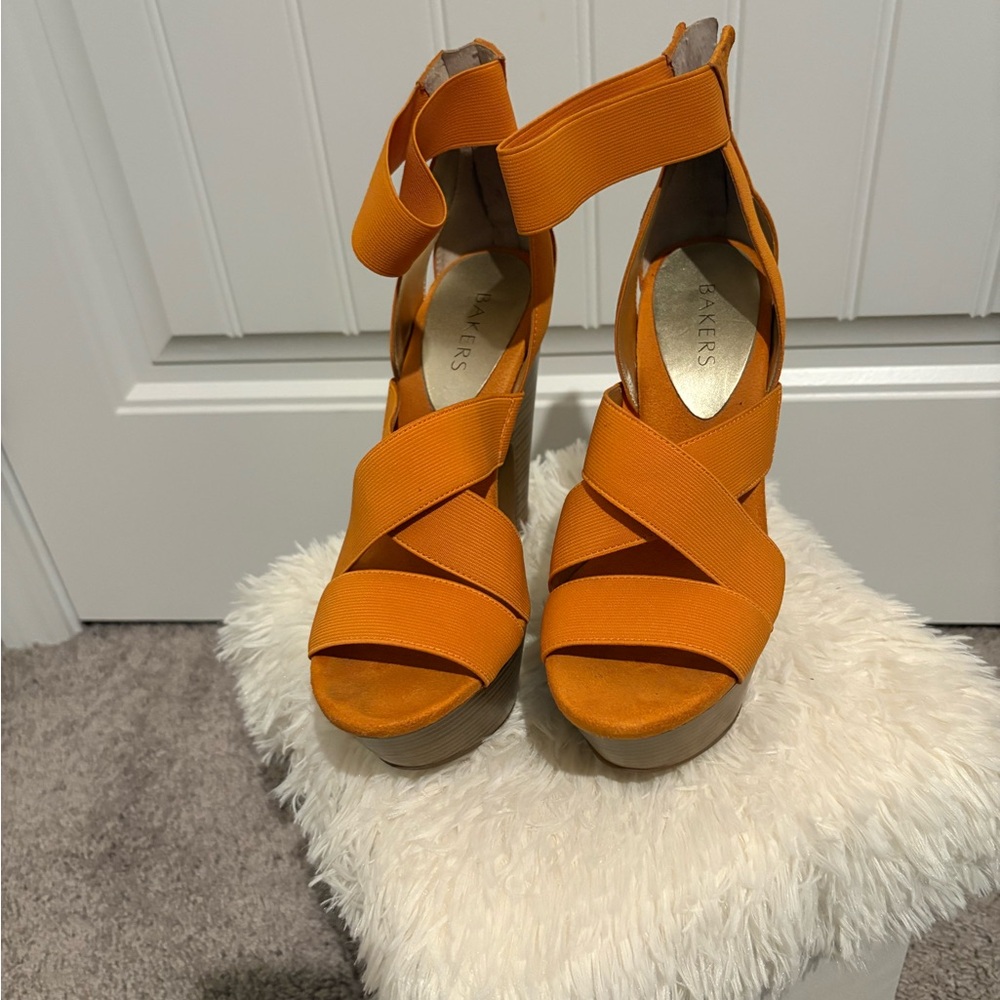 Bakers Vibrant Orange Platform Heels